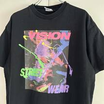 VISION ヴィジョン ビジョン プリントTシャツ M バックプリント ストリート sk8 ブラック 古着 大きめ_画像1