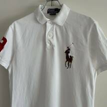 90s Polo by Ralph Lauren ポロバイラルフローレン CUSTOM FIT ポロシャツ M ビッグポニー ホワイト 古着 大きめ_画像1