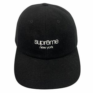 SUPREME シュプリーム 22AW Halley Stevensons Waxed Wool 6-Panel ロゴ刺繍 キャップ ブラック 正規品 / B5206