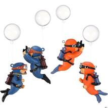 ダイバー オーナメント 4個 ブルー オレンジ 安全性 耐久性 水槽 オブジェ 潜水夫 アクアリウム 人工 樹脂製 送料無料 装飾 かわいい _画像3