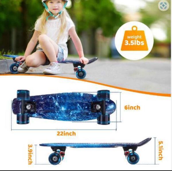 新品 ミニスケートボード LEDホイール付き 6〜12歳の子供向け初心者