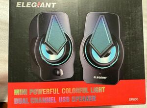 新品　ELEGIANT PCスピーカー2.0　 LEDライト付き