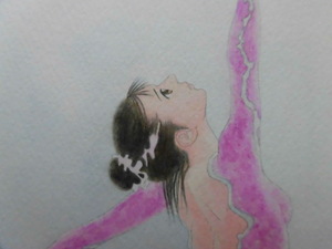 Art hand Auction Shinsaku Maika hand-painted original picture rhythmic gymnastics event hoop, painting, watercolor, portrait