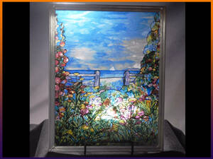 ◆良◆夏の日 ステンドグラス グラスマスターズ ルイス・C・ティファニー ヴィンテージ 風景 大型 自然 花 雲 空 サマーデイズ インテリア