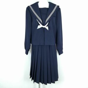 1 jpy sailor suit skirt scarf top and bottom 3 point set designation large size Fuji yacht winter thing white 3ps.@ line woman Fukuoka coming off feather middle . navy blue used rank C EY8023