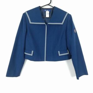 1円 セーラー服 上着 冬物 グレー1本線 女子 学生服 鹿児島中央高校 花紺 制服 中古 ランクC EY9383の画像1