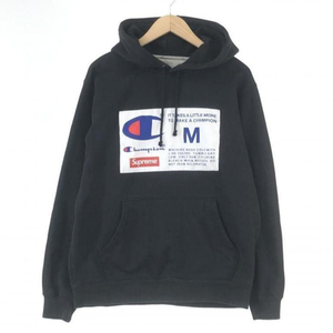 【中古】Supreme × Champion 18AW Label Hooded Sweat Shirt パーカー M ブラック シュプリーム チャンピオン[240017590311]