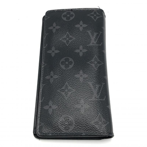 【中古】LOUIS VUITTON ポルトフォイユ・ブラザ 長財布 M61697 モノグラム・エクリプス ブラック ルイ・ヴィトン [240010417110]