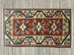 Art hand Auction Tribal Rug★High Quality Vintage★135×77cm Turkish Carpet Rug Antique Furniture Handmade Entrance Carpet 02ADTRM240408006D, carpet, rug, mat, rug, Rugs in general