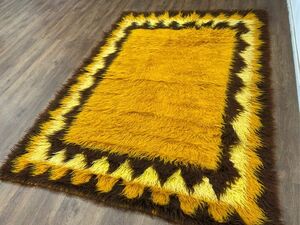 Art hand Auction ★Yellow brown★186×132cm Bulgarian carpet rug antique furniture handmade tribal carpet 02AJSRL240410005D, furniture, interior, carpet, rug, mat, Carpet general