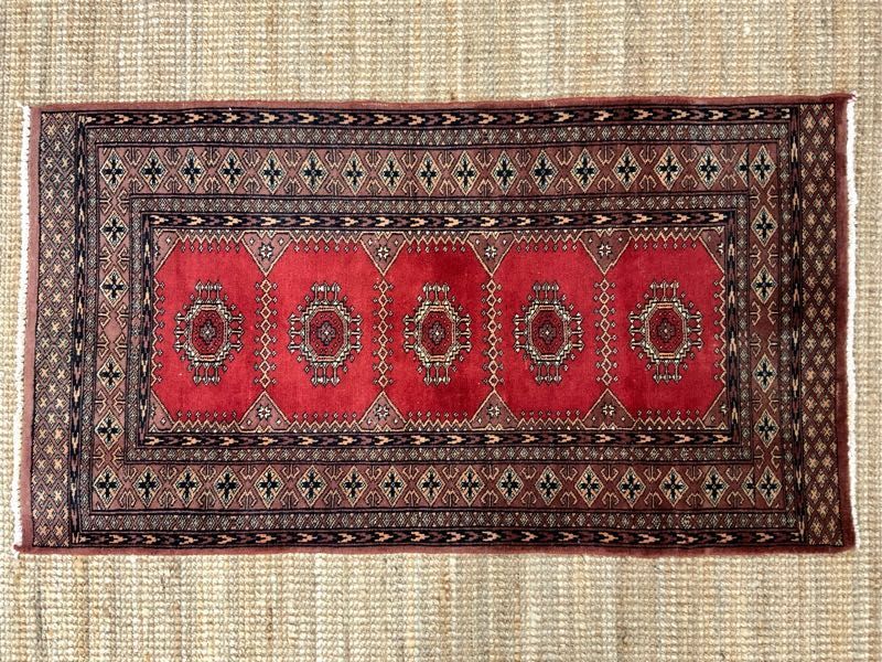 部落地毯★工艺★141×77cm 拉合尔制造, 巴基斯坦地毯古董家具手工地毯 02ADSRM240408012D, 地毯, 小地毯, 垫, 小地毯, 地毯一般