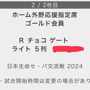 6/2(日) 千葉ロッテ vs 阪神タイガース ライト外野指定席2枚連番の画像2