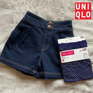 新品　UNIQLO ユニクロ リラコ GU デニムハーフパンツ　120サイズ