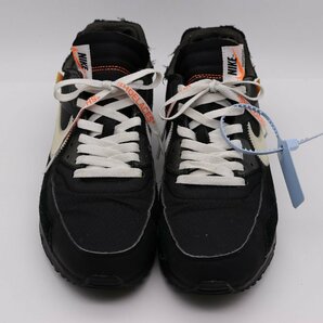 【中古美品】OFF-WHITE×NIKE オフホワイト ナイキ AIR MAX 90 エアマックス スニーカー 黒 ブラック サイズ10.5(28.5cm) 1円～の画像2