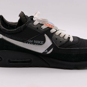 【中古美品】OFF-WHITE×NIKE オフホワイト ナイキ AIR MAX 90 エアマックス スニーカー 黒 ブラック サイズ10.5(28.5cm) 1円～の画像4