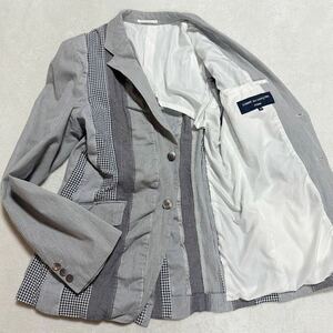 美品◆希少◆コムデギャルソンオムCOMME des GARCONS HOMME テーラードジャケット メンズ ギンガムチェック シェルボタン コットン Mサイズ