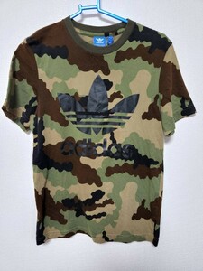 adidas　アディダス　ビックトレフォイルロゴ　カモフラ　Tシャツ　S