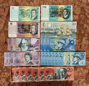●オーストラリア紙幣●旧オーストラリア紙幣（２～２０ドル ）の計２６枚（２９２ドル）　１セット●ｔｚ909
