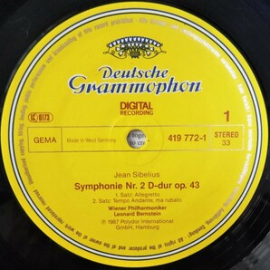 シベリウス 交響曲2番 バーンスタイン 独DGG ウィーン・フィル SIBERIUS SYM.2 BERNSTEIN WIENER PHILHARMONIKER 1986 DIGITAL LPの画像4