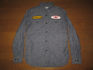 THE FLAT HEAD フラットヘッド FLATHEAD シャンブレー ワークシャツ 7006WS 38 ワッペン MILWAUKEE フライングホイール / RJB R.J.B