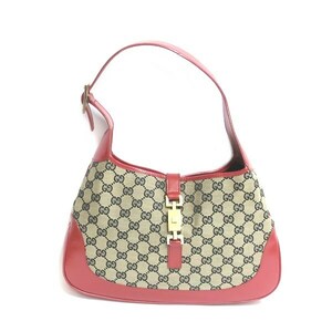 GUCCI グッチ 001・3306 GGキャンバス レザー ジャッキー ワンショルダーバッグ レッド 中古品 used AB