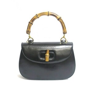 GUCCI グッチ 000・2113・0633 バンブー レザー ハンドバッグ ショルダーストラップ無し ブラック 中古品 used AB