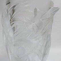 LALIQUE ラリック クリスタル ガラス スワロー ツバメ フラワーベース 花瓶 約24.5cm【送料無料】 中古品 used AB_画像5