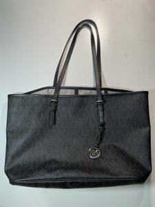 Apr-2*MICHAEL KORS MK pattern PVC× leather tote bag shoulder .. lady's black group high capacity Michael Kors 