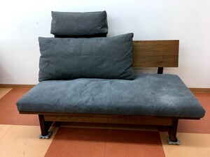 *[ including in a package un- possible ][ comfortably D] secondhand goods wide pine woodworking FREX Flex wood sofa 140 natural tree natural wood oil finishing × canvas gray made in Japan 