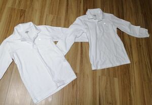 美品　長袖ポロシャツ　スクールポロシャツ　白ポロシャツ　130　制服　男の子