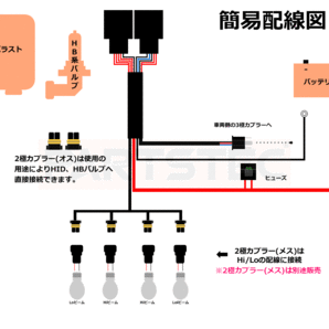 H4 2灯式 → 4灯式 ヘッドライト 変換 ハーネス 汎用★トヨタ ハイエース 200系 1型 2型 3型 4型 純正 社外 ハロゲン LED HID/11-4(C)の画像7