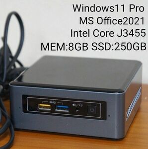 ミニPC Celeron J3455 SSD:250GB MEM:8GB Intel NUC NUC6CAY