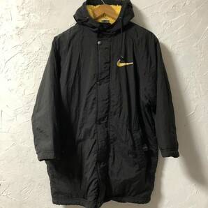 T34 NIKE ナイキ ベンチコート ナイロンジャケット 90s vintage スウッシュ BOYS M10-12 ロングコート 裏ボアの画像2