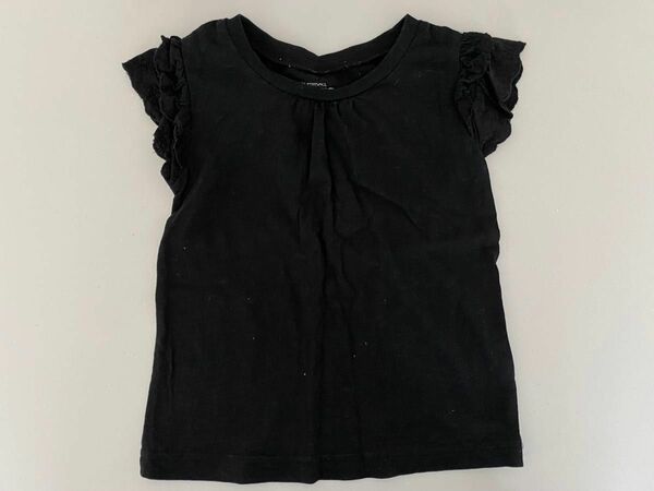 ベビー　袖フリルTシャツ 90㎝　ブラック