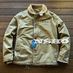 表記XXXXL■最高級6万◆G.GABRIEL メンズ U.S.NAVY 高級 裏ボア ミリタリー N-1 デッキジャケット ブルゾンの画像1