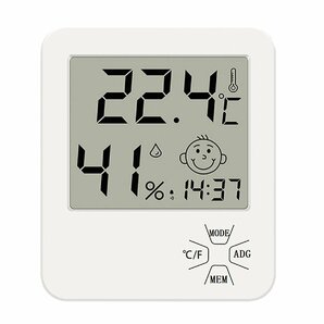 デジタル温度計 卓上湿度計 アラーム時計 壁掛け＆卓上スタンド兼用 置き掛け両用タイプ 電池付き 日本語取扱説明書付属の画像1