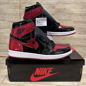 1円〜新品未使用 29cm NIKE AIR JORDAN 1 RETRO HIGH OG BRED PATENT ナイキ エアジョーダン1 ブレッド パテント 国内正規品 555088-063 の画像6