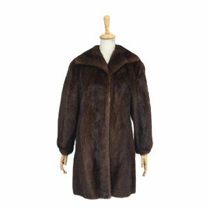 美品【 Majestic MINK 】高級毛皮　ダークミンク◆セミロングコート：85cm丈　トライアングルカラー　ベーシック　ダークブラウン◆U247T