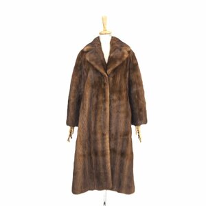 お値打ち品【 MATSUMOTO MINK 】高級毛皮　デミバフミンク◆超ロングコート：110cm丈　襟アップへアー　ベーシック　ブラウン◆U245T