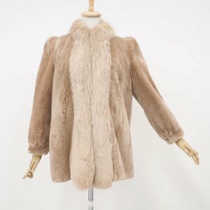 お値打ち品【 Amante Furs / レアデザイン / レアカラー 】高級毛皮 シェアードビーバー×FOX ◆ハーフコート72cm丈/サーモンピンク◆U047Y