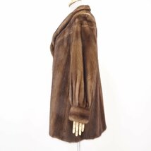 美品【 銀 SAGA MINK / 胸元切り替し有 / レア 】 高級毛皮 パステルミンク ◆セミロングコート 89cm丈 ◆ブラウン / 11号 大き目 ◆U259Y_画像4