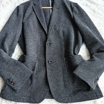 希少XLサイズ相当【大人のお洒落】ZARA MAN ザラ 柔らかい着心地 ニット テーラードジャケット 霜降りグレー 50 メンズ アンコン 凹凸素材_画像4