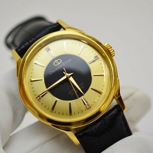 良品 ORIENT STAR AUTOMATIC 4Pダイヤ 22石 自動巻 腕時計 限定 裏スケ DG00-E0 CS オリエントスター GP ゴールド色 革ベルトの画像3