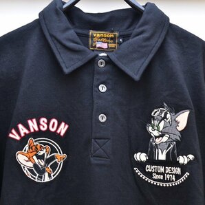 新品 タグ付き vanson×TOM＆JERRY コラボ 半袖 ポロシャツ ブラック XLサイズ TJV-2411 バンソン トムとジェリー 刺繍の画像3