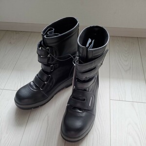 新品 未使用 安全靴 27.0 鋼製先芯 ブーツ 長編みマジック セーフティ 作業靴 ブラック