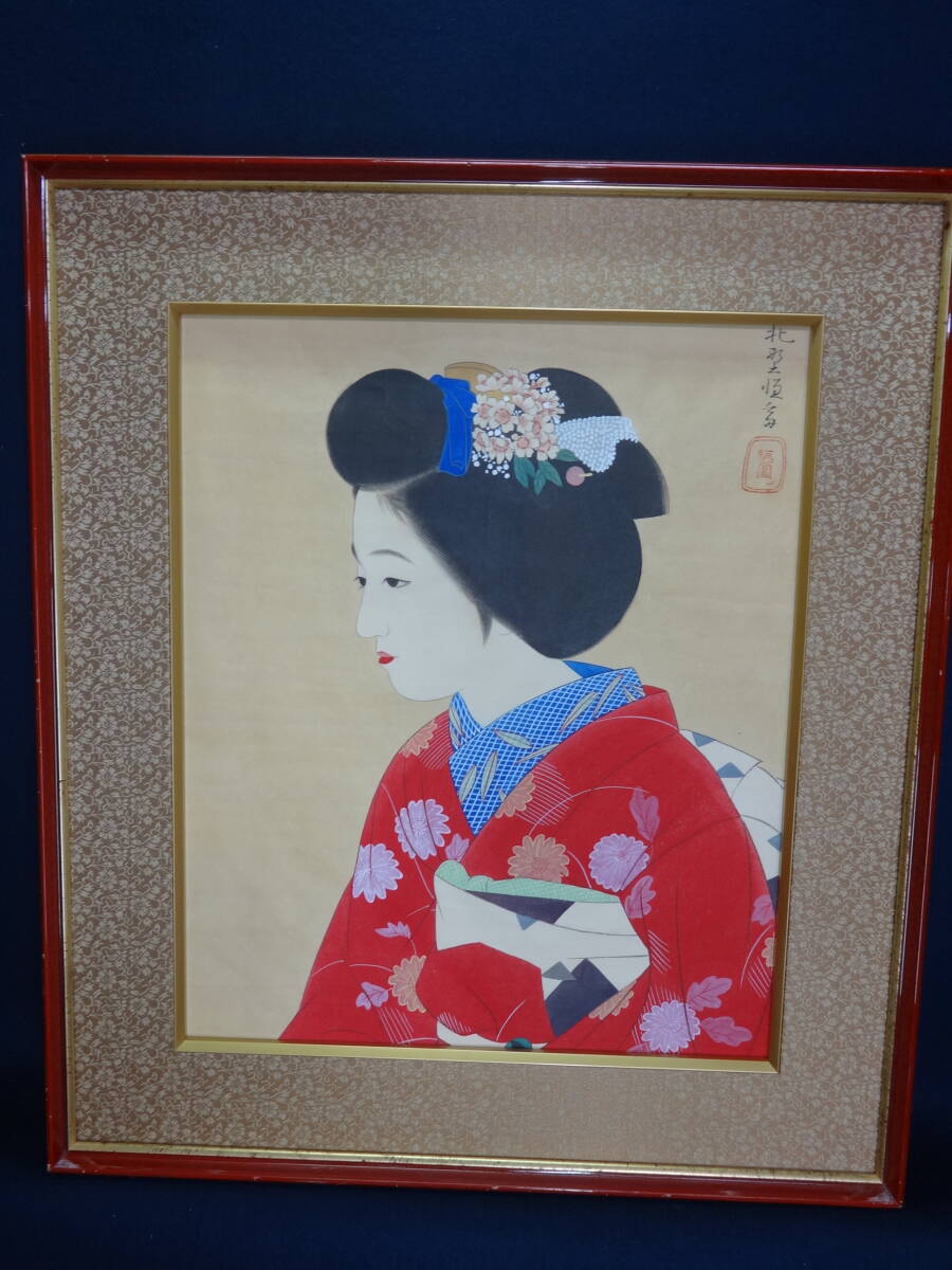 [复制品] 北野常富舞妓 约1911年 纸上水彩画, 浮世绘, 一位美丽女人的画像, 日本画, 不是照片或副本, 由人绘制 kt01d, 艺术品, 绘画, 铅笔画, 木炭画