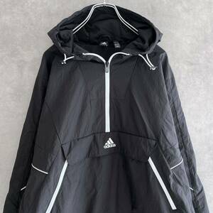 adidas アディダス アノラックパーカー ナイロンジャケット 2XL ブラック