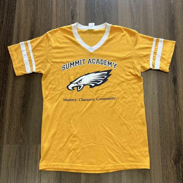 オ　summit academy イーグル　リンガーTシャツ　半袖　古着　M