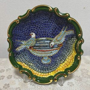 イタリア製　モザイク　バード柄　飾皿　壁掛け　小物入れ　鳥柄　鳩