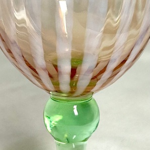 ペアワイングラス 色ガラス 工芸ガラス ショートグラス / 口径6.5cm×高さ12.3cm×高台径6～6.1cm / 箱無し の画像7